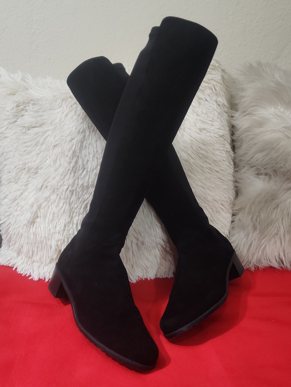 Stuart Weitzman Black Knee High Suede Boots